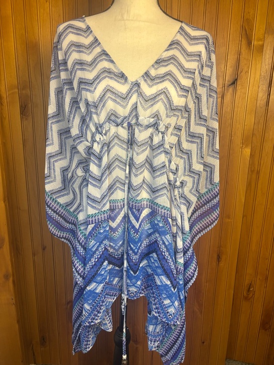 Chico's Other - Chico's Blue and White Chevron Swim Coverup, size L/XL